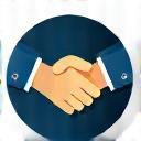 Handshake icon representing initial contact and meeting